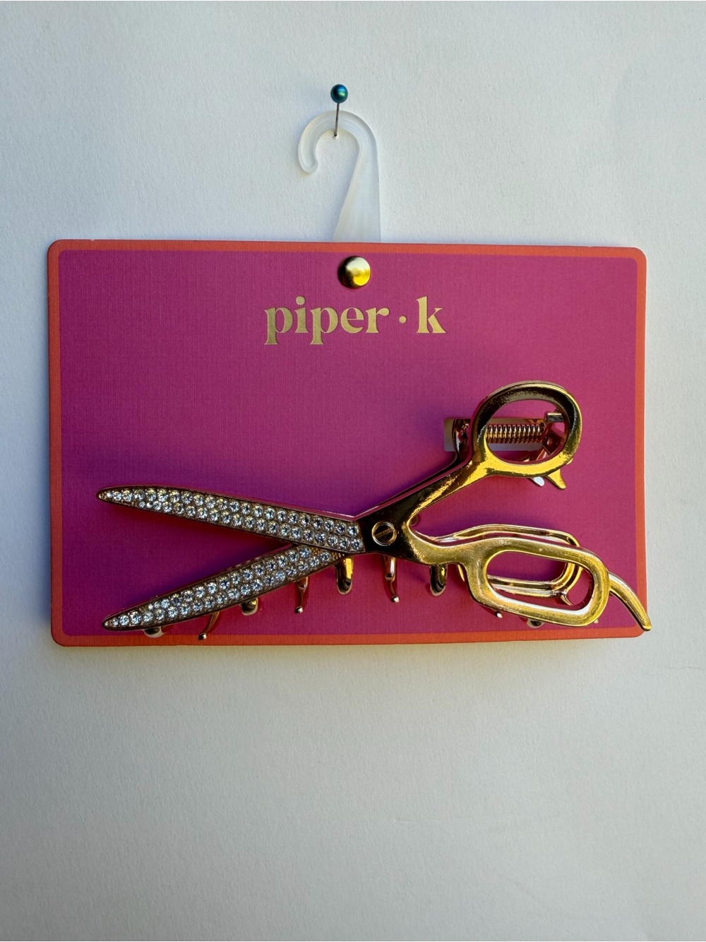 Piper K Gold Rhinestone Scissors Metal Hair Clip - Picture 2 of 3